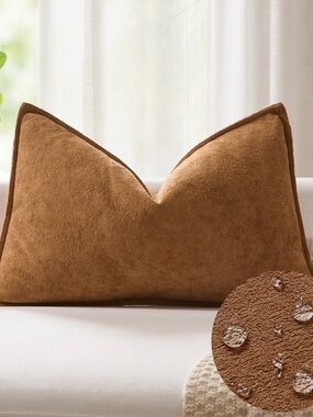 Brown Suede-Look Decorative Throw Pillow Cover
